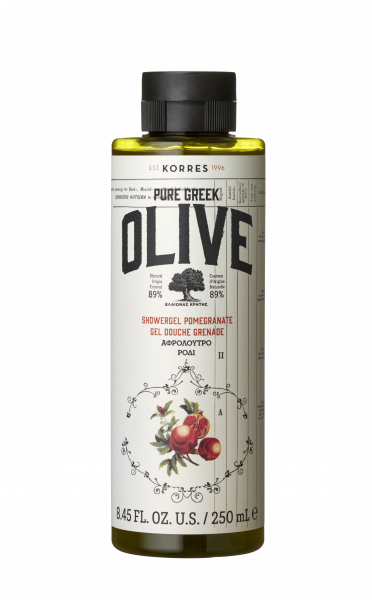 KORRES Pure Greek Olive Pomegranate sprchový gel s řeckým extra panenským olivovým olejem s vůní granátového jablka, 250 ml