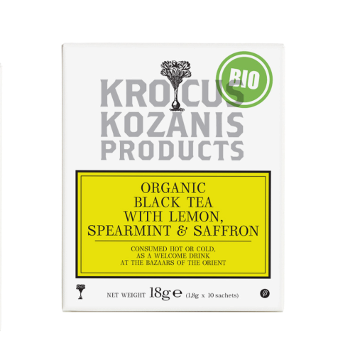 Krocus Kozanis BLACK TEA Saffron Tea - BIO černý čaj s citronem, mátou a šafránem
